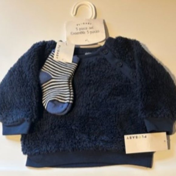 PL Baby by Petit Lem Baby Boy Long Sleeve Shirt, Pant and Socks Outfit Set, 3pc - Picture 2 of 3